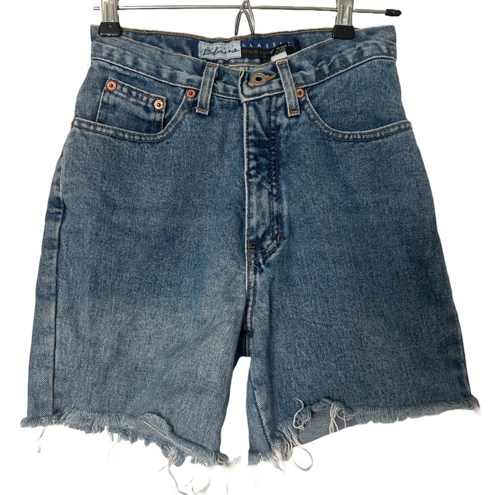 Express Bleus High Waisted Cutoff Raw Hem Jean Shorts Size Junior 3/4